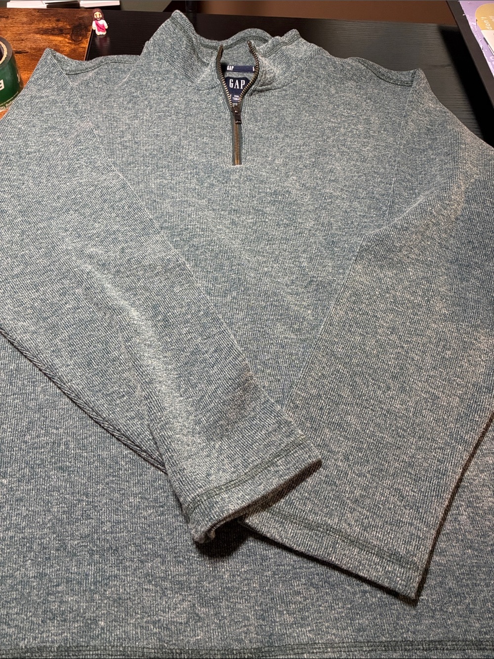 GAP Men's Heathered Slate Blue Quarter-Zip Sweater